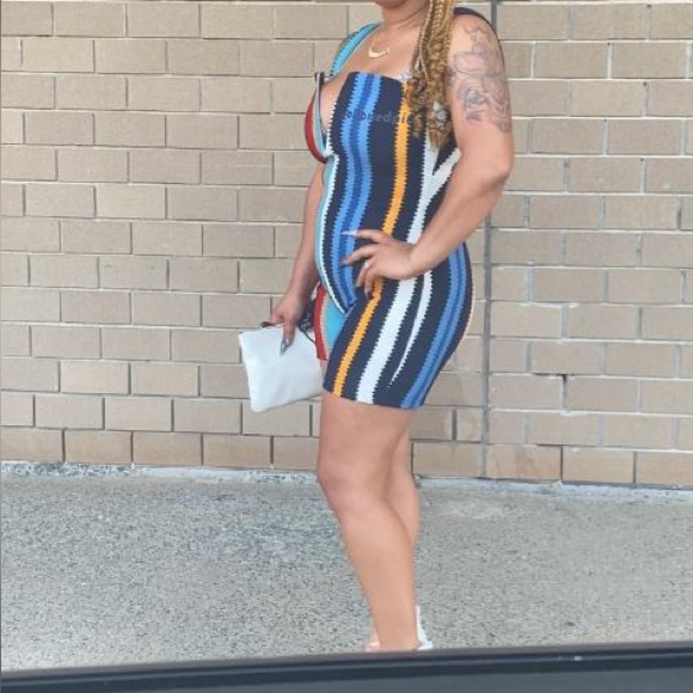 Striped Multicolor Bodycon jumpsuit shorts romper